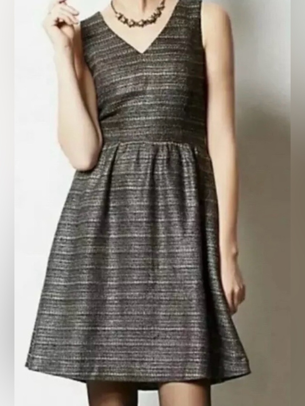 Anthropologie Moulinette Soeurs Dress Glissade Metallic Tweed Fit Flare Dress 6